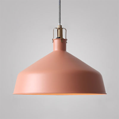 8.5"/13" W Domed Metal Pendant Lighting Industrial Style 1 Light Dining Room Hanging Lamp with Adjustable Cord in Grey/Pink Pink 13" Clearhalo 'Ceiling Lights' 'Modern Pendants' 'Modern' 'Pendant Lights' 'Pendants' Lighting' 88343