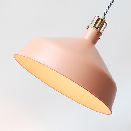 8.5"/13" W Domed Metal Pendant Lighting Industrial Style 1 Light Dining Room Hanging Lamp with Adjustable Cord in Grey/Pink Clearhalo 'Ceiling Lights' 'Modern Pendants' 'Modern' 'Pendant Lights' 'Pendants' Lighting' 88344