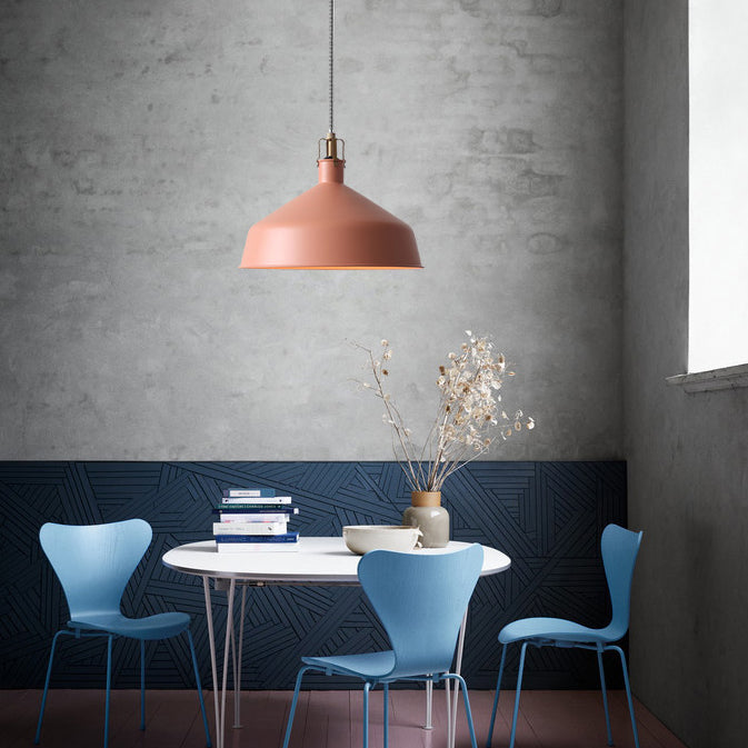 8.5"/13" W Domed Metal Pendant Lighting Industrial Style 1 Light Dining Room Hanging Lamp with Adjustable Cord in Grey/Pink Clearhalo 'Ceiling Lights' 'Modern Pendants' 'Modern' 'Pendant Lights' 'Pendants' Lighting' 88345