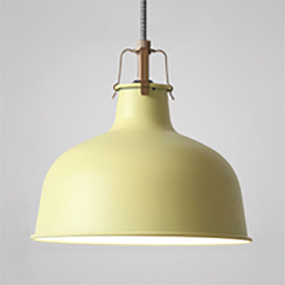 8.5"/13" W Domed Metal Pendant Lighting Industrial Style 1 Light Dining Room Hanging Lamp with Adjustable Cord in Grey/Pink Yellow 8.5" Clearhalo 'Ceiling Lights' 'Modern Pendants' 'Modern' 'Pendant Lights' 'Pendants' Lighting' 88348