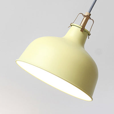 8.5"/13" W Domed Metal Pendant Lighting Industrial Style 1 Light Dining Room Hanging Lamp with Adjustable Cord in Grey/Pink Clearhalo 'Ceiling Lights' 'Modern Pendants' 'Modern' 'Pendant Lights' 'Pendants' Lighting' 88349