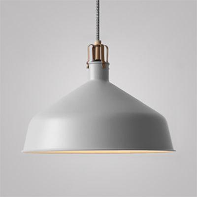 8.5"/13" W Domed Metal Pendant Lighting Industrial Style 1 Light Dining Room Hanging Lamp with Adjustable Cord in Grey/Pink Grey 13" Clearhalo 'Ceiling Lights' 'Modern Pendants' 'Modern' 'Pendant Lights' 'Pendants' Lighting' 88350