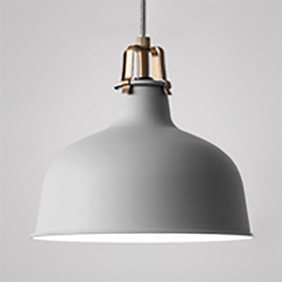 8.5"/13" W Domed Metal Pendant Lighting Industrial Style 1 Light Dining Room Hanging Lamp with Adjustable Cord in Grey/Pink Grey 8.5" Clearhalo 'Ceiling Lights' 'Modern Pendants' 'Modern' 'Pendant Lights' 'Pendants' Lighting' 88351