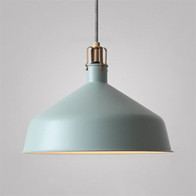 8.5"/13" W Domed Metal Pendant Lighting Industrial Style 1 Light Dining Room Hanging Lamp with Adjustable Cord in Grey/Pink Light Blue 13" Clearhalo 'Ceiling Lights' 'Modern Pendants' 'Modern' 'Pendant Lights' 'Pendants' Lighting' 88354