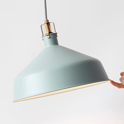 8.5"/13" W Domed Metal Pendant Lighting Industrial Style 1 Light Dining Room Hanging Lamp with Adjustable Cord in Grey/Pink Clearhalo 'Ceiling Lights' 'Modern Pendants' 'Modern' 'Pendant Lights' 'Pendants' Lighting' 88355