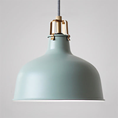 8.5"/13" W Domed Metal Pendant Lighting Industrial Style 1 Light Dining Room Hanging Lamp with Adjustable Cord in Grey/Pink Light Blue 8.5" Clearhalo 'Ceiling Lights' 'Modern Pendants' 'Modern' 'Pendant Lights' 'Pendants' Lighting' 88357