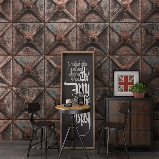 Metallic 3D Harlequin Wallpaper Water-Resistant Non-Pasted Wall Covering, 21 in x 33 ft Brown Clearhalo 'Industrial wall decor' 'Industrial' 'Wallpaper' Wall Decor' 884929