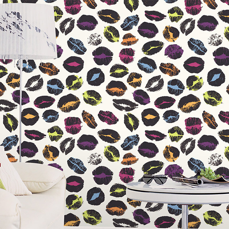 Non-Pasted Wallpaper Multi-colored Fashion and Original Sexy Lips, 33 ft. x 20.5 in Multi-Color Clearhalo 'Wall Decor' 'Wallpaper' 885058