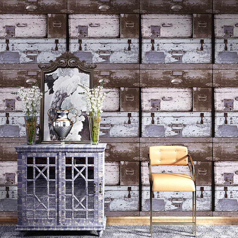 Nostalgic Wallpaper 33' x 20.5" Vinyl Decorative Wooden Box Wallcovering Purple Clearhalo 'Industrial wall decor' 'Industrial' 'Vintage wall decor' 'Vintage' 'Wallpaper' Wall Decor' 885105