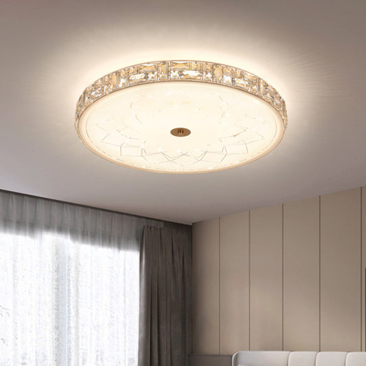 Crystal Round Flush Mount Minimalist LED Bedroom Ceiling Light in Gold with Glass Diffuser Gold Clearhalo 'Ceiling Lights' 'Close To Ceiling Lights' 'Close to ceiling' 'Flush mount' Lighting' 885882