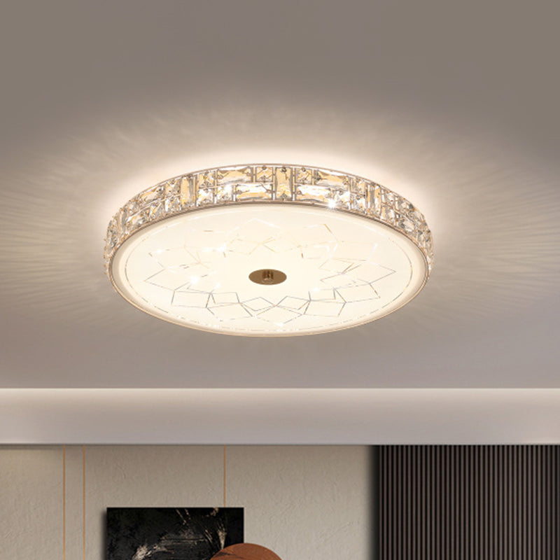 Crystal Round Flush Mount Minimalist LED Bedroom Ceiling Light in Gold with Glass Diffuser Clearhalo 'Ceiling Lights' 'Close To Ceiling Lights' 'Close to ceiling' 'Flush mount' Lighting' 885883