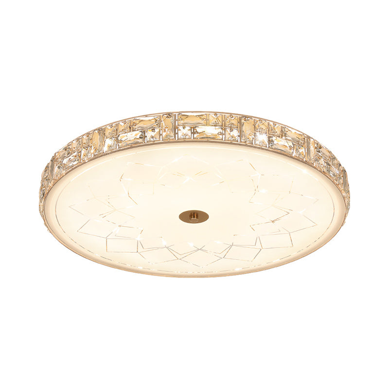 Crystal Round Flush Mount Minimalist LED Bedroom Ceiling Light in Gold with Glass Diffuser Clearhalo 'Ceiling Lights' 'Close To Ceiling Lights' 'Close to ceiling' 'Flush mount' Lighting' 885884