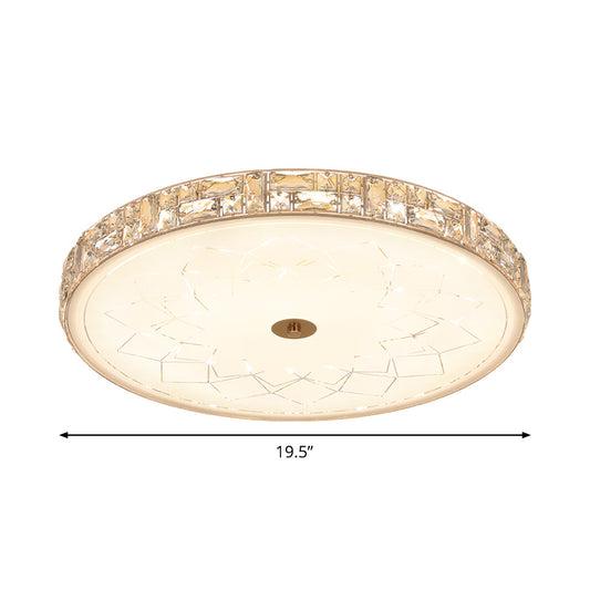 Crystal Round Flush Mount Minimalist LED Bedroom Ceiling Light in Gold with Glass Diffuser Clearhalo 'Ceiling Lights' 'Close To Ceiling Lights' 'Close to ceiling' 'Flush mount' Lighting' 885885