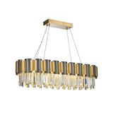 K9 Crystal Linear Island Light Postmodern 10 Bulbs Dining Room Hanging Lamp in Black and Gold Clearhalo 'Ceiling Lights' 'Island Lights' Lighting' 886012