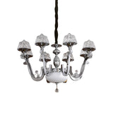 8-Bulb Ceiling Chandelier Contemporary Cone Crystal Block Hanging Pendant Light in Chrome Clearhalo 'Ceiling Lights' 'Chandeliers' 'Modern Chandeliers' 'Modern' Lighting' 886031
