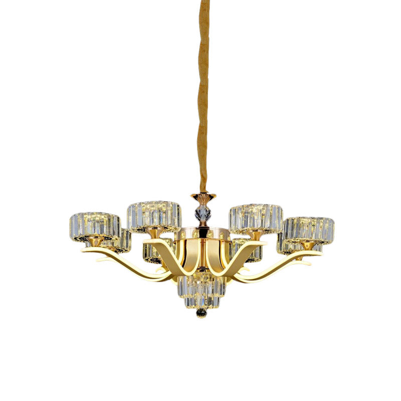 Spread Crystal Chandelier Light Postmodern 8 Heads Living Room Suspension Lamp in Gold Clearhalo 'Ceiling Lights' 'Chandeliers' 'Modern Chandeliers' 'Modern' Lighting' 886035