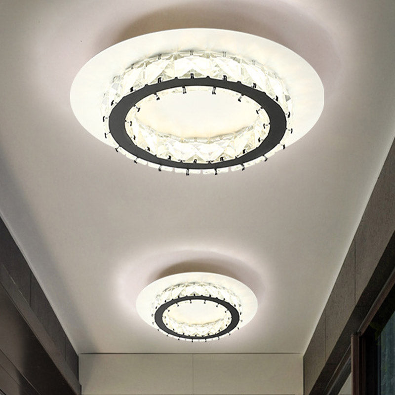 Circular Corridor Flush Mount Minimalism K9 Crystal LED White Ceiling Light in Warm/White Light Clearhalo 'Ceiling Lights' 'Close To Ceiling Lights' 'Close to ceiling' 'Flush mount' Lighting' 886050