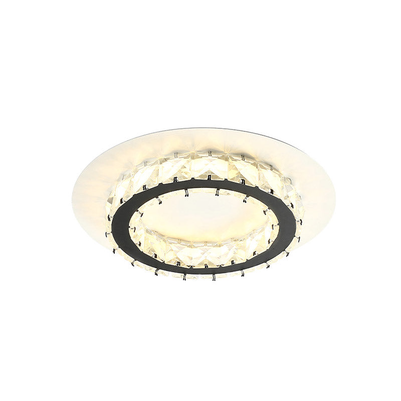 Circular Corridor Flush Mount Minimalism K9 Crystal LED White Ceiling Light in Warm/White Light Clearhalo 'Ceiling Lights' 'Close To Ceiling Lights' 'Close to ceiling' 'Flush mount' Lighting' 886052