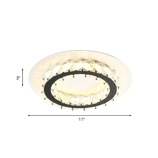 Circular Corridor Flush Mount Minimalism K9 Crystal LED White Ceiling Light in Warm/White Light Clearhalo 'Ceiling Lights' 'Close To Ceiling Lights' 'Close to ceiling' 'Flush mount' Lighting' 886053