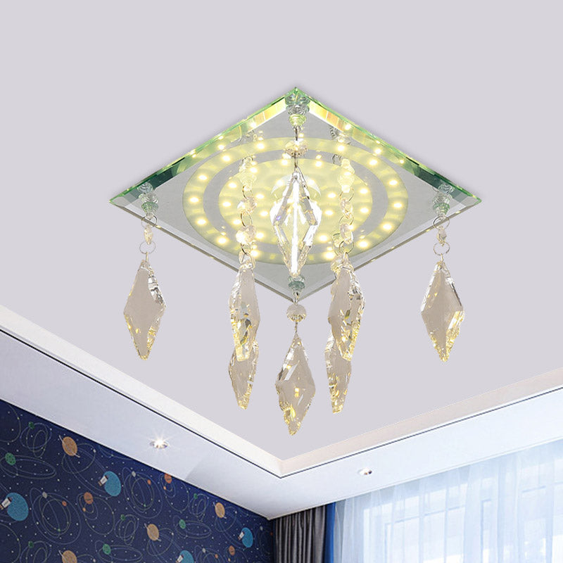 Modernism Square Flush Mount Light LED Clear Crystal Ceiling Mounted Fixture for Corridor Clearhalo 'Ceiling Lights' 'Close To Ceiling Lights' 'Close to ceiling' 'Flush mount' Lighting' 886055