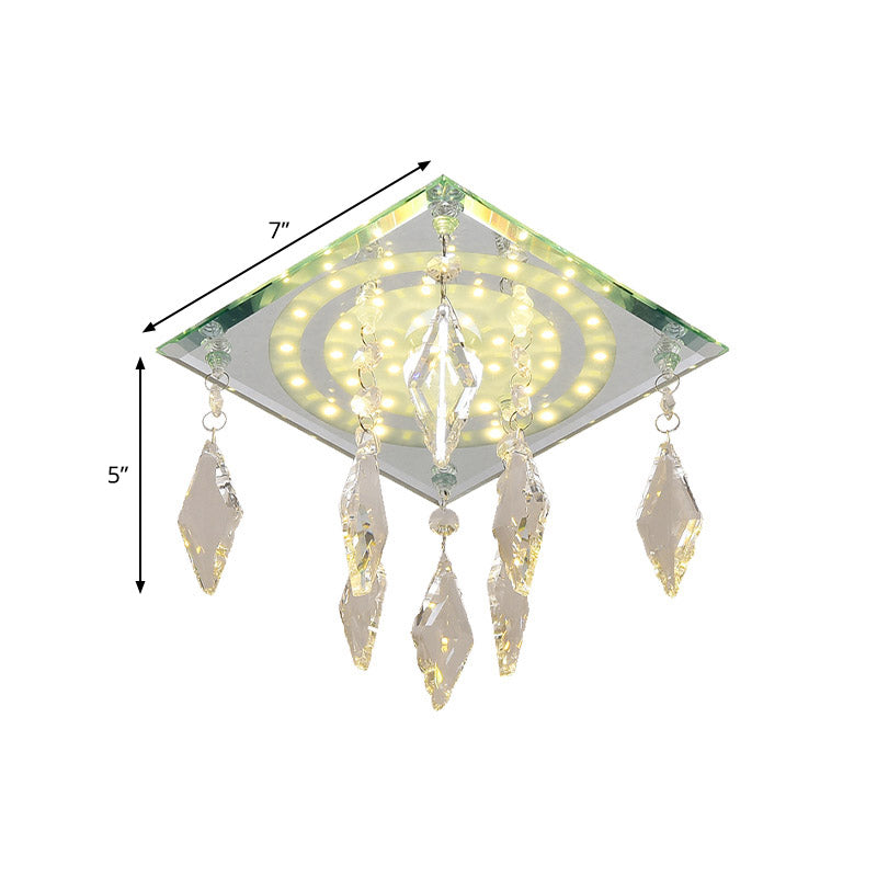 Modernism Square Flush Mount Light LED Clear Crystal Ceiling Mounted Fixture for Corridor Clearhalo 'Ceiling Lights' 'Close To Ceiling Lights' 'Close to ceiling' 'Flush mount' Lighting' 886057