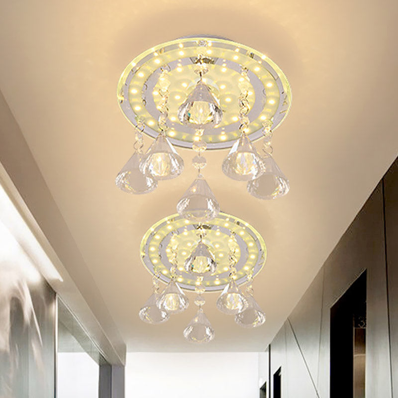 LED Circle Flush Mount Lamp Simple Clear K9 Crystal Ceiling Light Fixture for Hallway Clearhalo 'Ceiling Lights' 'Close To Ceiling Lights' 'Close to ceiling' 'Flush mount' Lighting' 886058