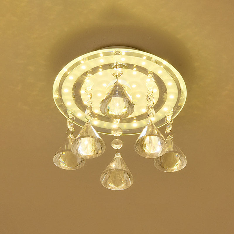 LED Circle Flush Mount Lamp Simple Clear K9 Crystal Ceiling Light Fixture for Hallway Clear Clearhalo 'Ceiling Lights' 'Close To Ceiling Lights' 'Close to ceiling' 'Flush mount' Lighting' 886059