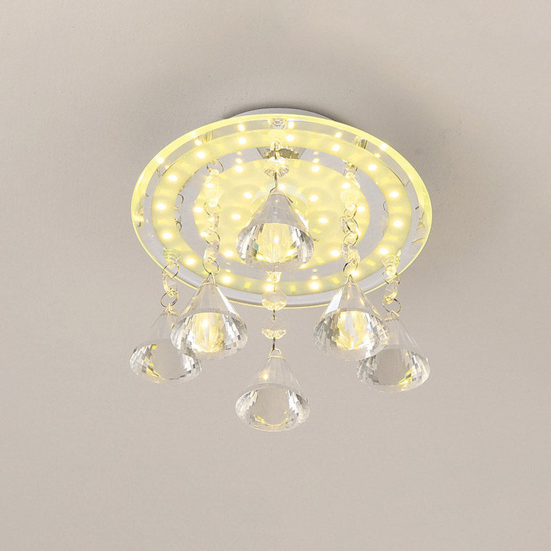 LED Circle Flush Mount Lamp Simple Clear K9 Crystal Ceiling Light Fixture for Hallway Clearhalo 'Ceiling Lights' 'Close To Ceiling Lights' 'Close to ceiling' 'Flush mount' Lighting' 886060