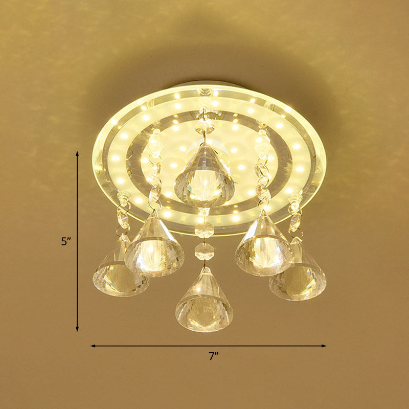 LED Circle Flush Mount Lamp Simple Clear K9 Crystal Ceiling Light Fixture for Hallway Clearhalo 'Ceiling Lights' 'Close To Ceiling Lights' 'Close to ceiling' 'Flush mount' Lighting' 886061