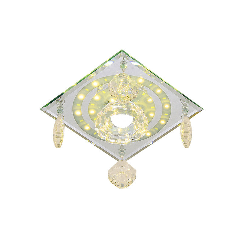 Square Clear Crystal Flushmount Minimalist LED Hallway Close to Ceiling Lighting Fixture Clearhalo 'Ceiling Lights' 'Close To Ceiling Lights' 'Close to ceiling' 'Flush mount' Lighting' 886063