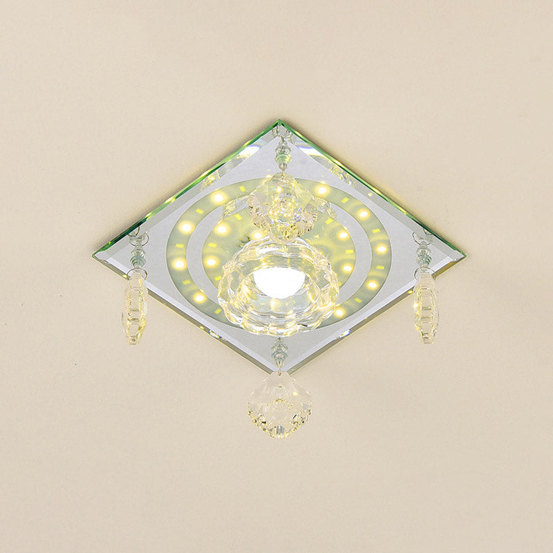 Square Clear Crystal Flushmount Minimalist LED Hallway Close to Ceiling Lighting Fixture Clearhalo 'Ceiling Lights' 'Close To Ceiling Lights' 'Close to ceiling' 'Flush mount' Lighting' 886064