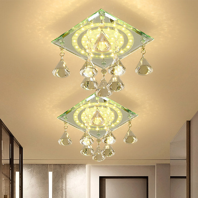 Clear Crystal Square Flush Light Minimalist LED Corridor Close to Ceiling Lighting Fixture Clearhalo 'Ceiling Lights' 'Close To Ceiling Lights' 'Close to ceiling' 'Flush mount' Lighting' 886066