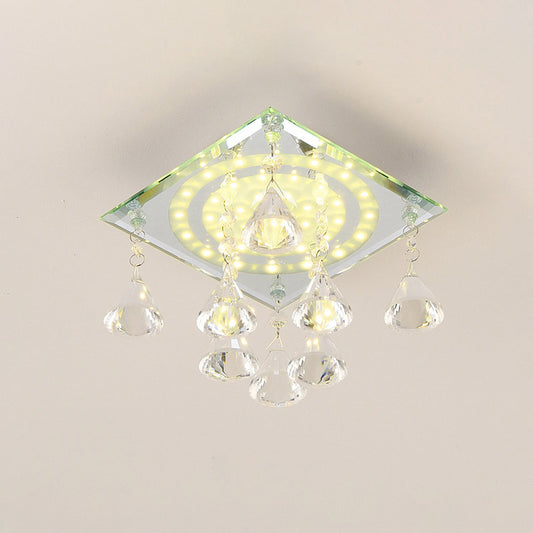 Clear Crystal Square Flush Light Minimalist LED Corridor Close to Ceiling Lighting Fixture Clear Clearhalo 'Ceiling Lights' 'Close To Ceiling Lights' 'Close to ceiling' 'Flush mount' Lighting' 886067