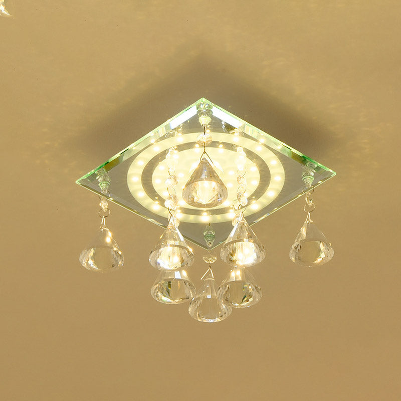 Clear Crystal Square Flush Light Minimalist LED Corridor Close to Ceiling Lighting Fixture Clearhalo 'Ceiling Lights' 'Close To Ceiling Lights' 'Close to ceiling' 'Flush mount' Lighting' 886068