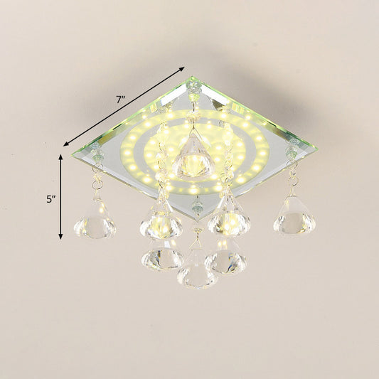 Clear Crystal Square Flush Light Minimalist LED Corridor Close to Ceiling Lighting Fixture Clearhalo 'Ceiling Lights' 'Close To Ceiling Lights' 'Close to ceiling' 'Flush mount' Lighting' 886069