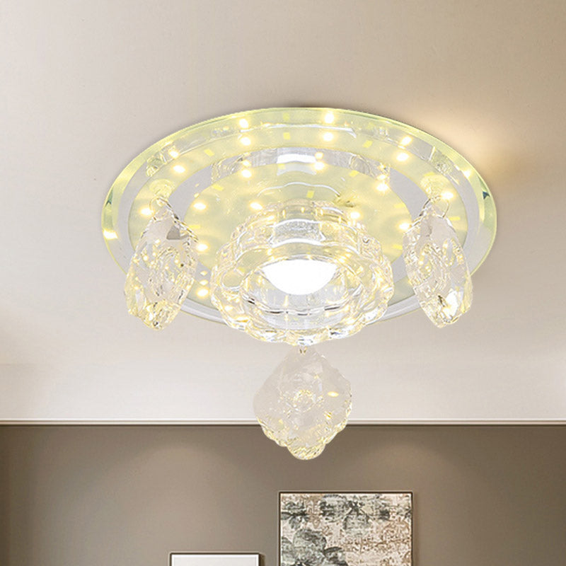 Modernist Ring Ceiling Light Clear Beveled Crystal LED Flush Mount Lighting Fixture for Foyer Clearhalo 'Ceiling Lights' 'Close To Ceiling Lights' 'Close to ceiling' 'Flush mount' Lighting' 886071