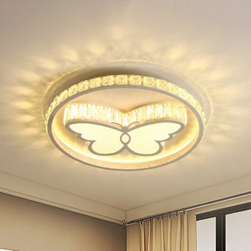 White LED Ceiling Lamp Simple Crystal Butterfly Flush Mount Lighting Fixture for Bedroom White Clearhalo 'Ceiling Lights' 'Close To Ceiling Lights' 'Close to ceiling' 'Flush mount' Lighting' 886078