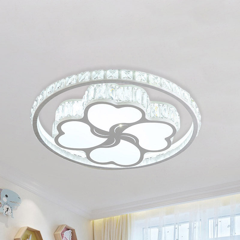 K9 Crystal White Flushmount Halo LED Simplicity Ceiling Light Fixture with Loving Heart Pattern White Clearhalo 'Ceiling Lights' 'Close To Ceiling Lights' 'Close to ceiling' 'Flush mount' Lighting' 886082