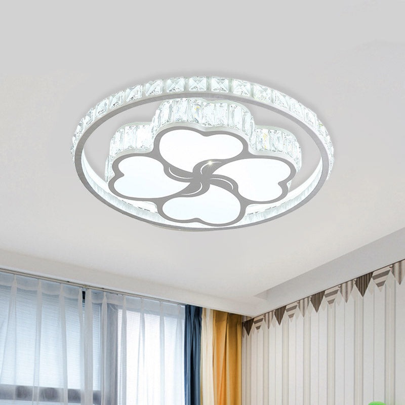 K9 Crystal White Flushmount Halo LED Simplicity Ceiling Light Fixture with Loving Heart Pattern Clearhalo 'Ceiling Lights' 'Close To Ceiling Lights' 'Close to ceiling' 'Flush mount' Lighting' 886083