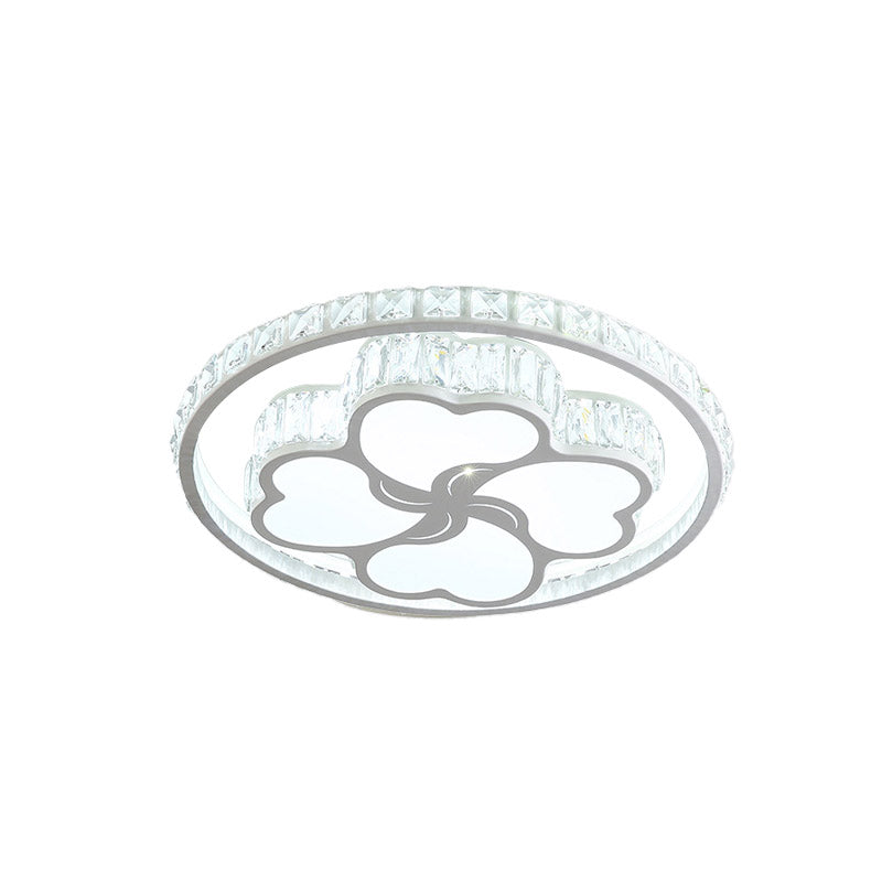 K9 Crystal White Flushmount Halo LED Simplicity Ceiling Light Fixture with Loving Heart Pattern Clearhalo 'Ceiling Lights' 'Close To Ceiling Lights' 'Close to ceiling' 'Flush mount' Lighting' 886084