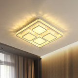 Contemporary Square Flush Mount Faceted Crystal LED Ceiling Light Fixture in White for Bedroom White Clearhalo 'Ceiling Lights' 'Close To Ceiling Lights' 'Close to ceiling' 'Flush mount' Lighting' 886086