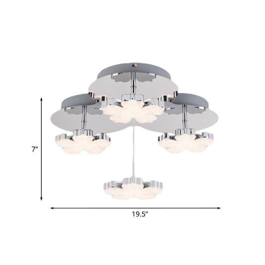 Chrome Petal Semi Mount Lighting Modern Crystal LED Bedroom Flush Ceiling Light Fixture Clearhalo 'Ceiling Lights' 'Close To Ceiling Lights' 'Close to ceiling' 'Semi-flushmount' Lighting' 886097