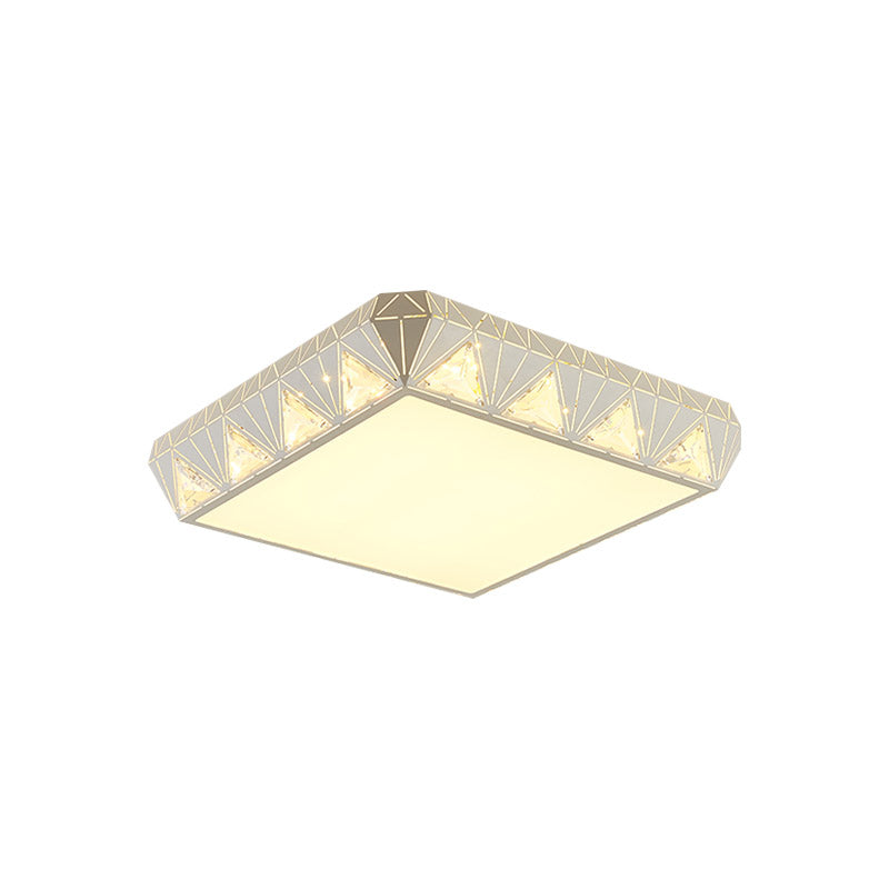 Minimalism Square Ceiling Light Fixture Beveled Crystal LED Flushmount Lighting in White for Bedroom Clearhalo 'Ceiling Lights' 'Close To Ceiling Lights' 'Close to ceiling' 'Flush mount' Lighting' 886109