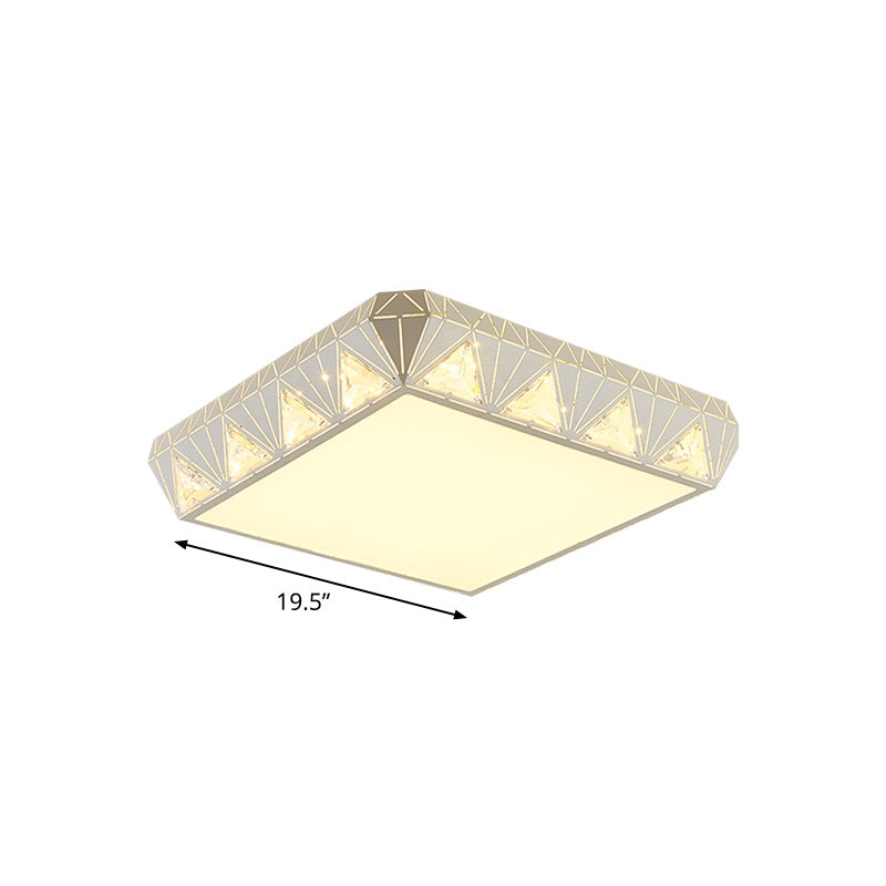 Minimalism Square Ceiling Light Fixture Beveled Crystal LED Flushmount Lighting in White for Bedroom Clearhalo 'Ceiling Lights' 'Close To Ceiling Lights' 'Close to ceiling' 'Flush mount' Lighting' 886110