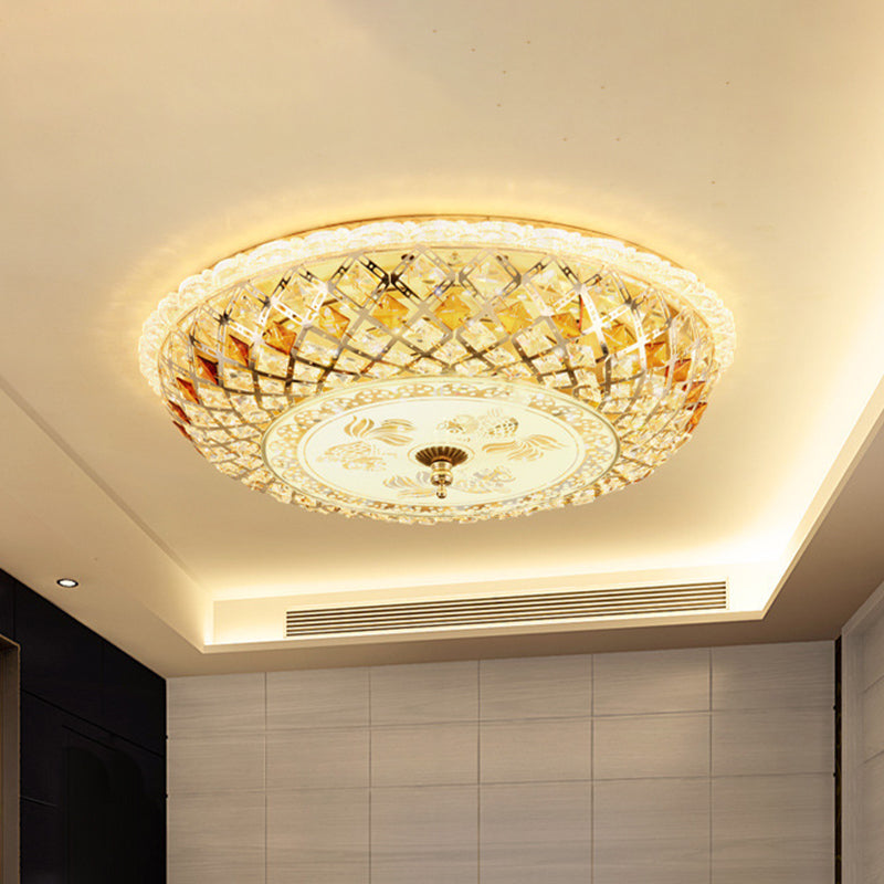 Round Bedroom Flush Mount Lamp Modern Hand-Cut Crystal LED Gold Ceiling Light Fixture Gold Clearhalo 'Ceiling Lights' 'Close To Ceiling Lights' 'Close to ceiling' 'Flush mount' Lighting' 886158