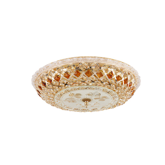 Round Bedroom Flush Mount Lamp Modern Hand-Cut Crystal LED Gold Ceiling Light Fixture Clearhalo 'Ceiling Lights' 'Close To Ceiling Lights' 'Close to ceiling' 'Flush mount' Lighting' 886160