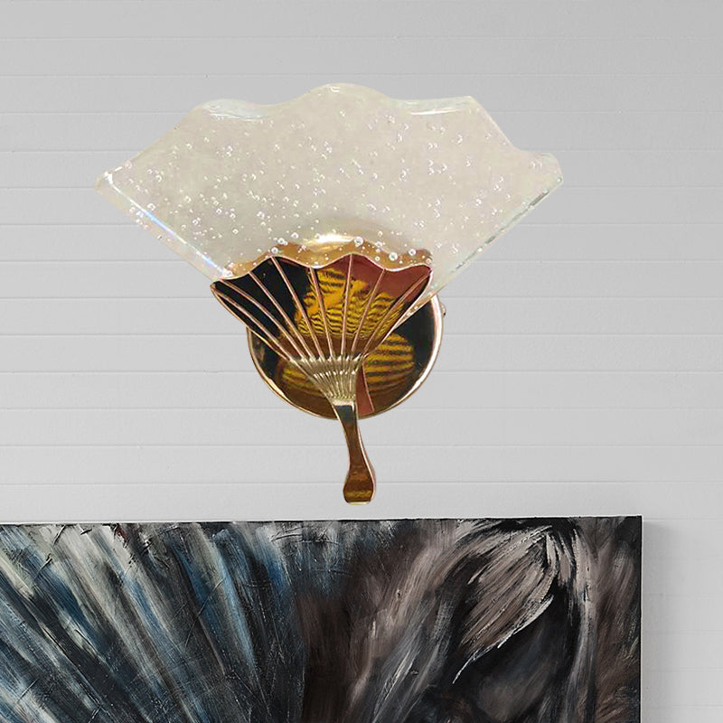 Gold LED Wall Mount Light Modernism Bubble Crystal Ginkgo Wall Sconce Lamp for Bedroom Clearhalo 'Cast Iron' 'Glass' 'Industrial' 'Modern wall lights' 'Modern' 'Tiffany' 'Traditional wall lights' 'Wall Lamps & Sconces' 'Wall Lights' Lighting' 886163