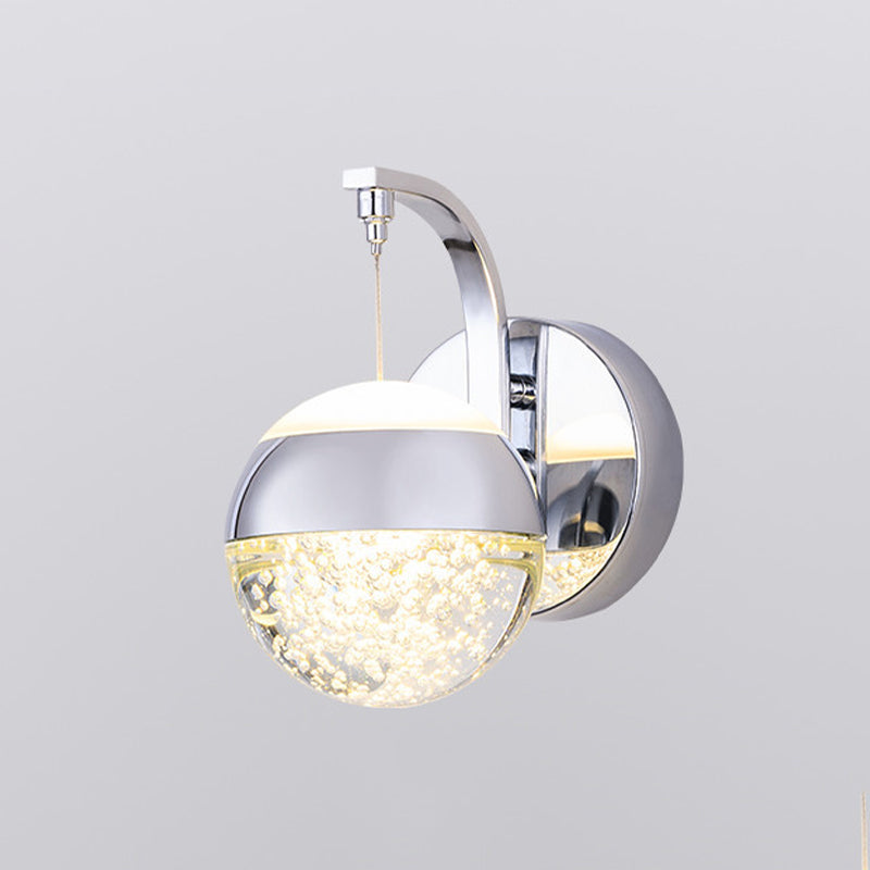 Seedy Crystal Ball Wall Light Contemporary LED Bedroom Wall Sconce Lighting Fixture in Gold/Chrome Clearhalo 'Cast Iron' 'Glass' 'Industrial' 'Modern wall lights' 'Modern' 'Tiffany' 'Traditional wall lights' 'Wall Lamps & Sconces' 'Wall Lights' Lighting' 886193