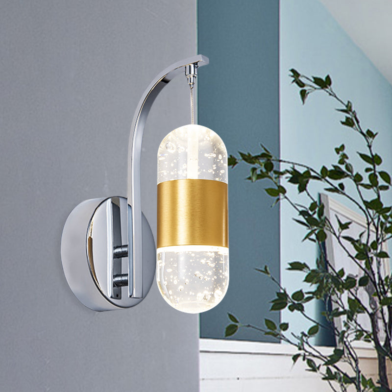 Capsule Restaurant Wall Light Sconce Minimalism Bubble Crystal LED Chrome Wall Mounted Lamp Chrome Clearhalo 'Cast Iron' 'Glass' 'Industrial' 'Modern wall lights' 'Modern' 'Tiffany' 'Traditional wall lights' 'Wall Lamps & Sconces' 'Wall Lights' Lighting' 886206