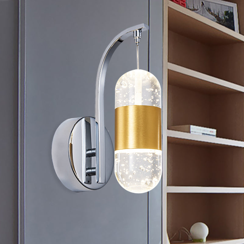 Capsule Restaurant Wall Light Sconce Minimalism Bubble Crystal LED Chrome Wall Mounted Lamp Clearhalo 'Cast Iron' 'Glass' 'Industrial' 'Modern wall lights' 'Modern' 'Tiffany' 'Traditional wall lights' 'Wall Lamps & Sconces' 'Wall Lights' Lighting' 886207